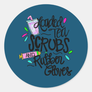 Funny Loaded Tee holt Gummihandschuhe Gefärbte Kra Runder Aufkleber