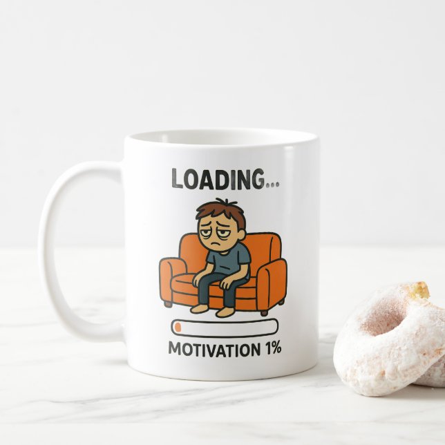 Funny Loading Motivation 1% Coffee Mug  Kaffeetasse (Mit Donut)