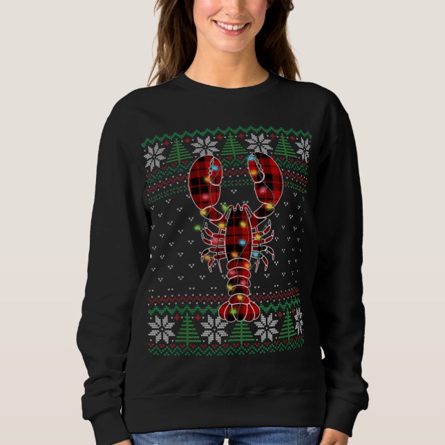 Funny Lobster Ugly Sweater Christmas Animals Light Sweatshirt (Vorderseite)