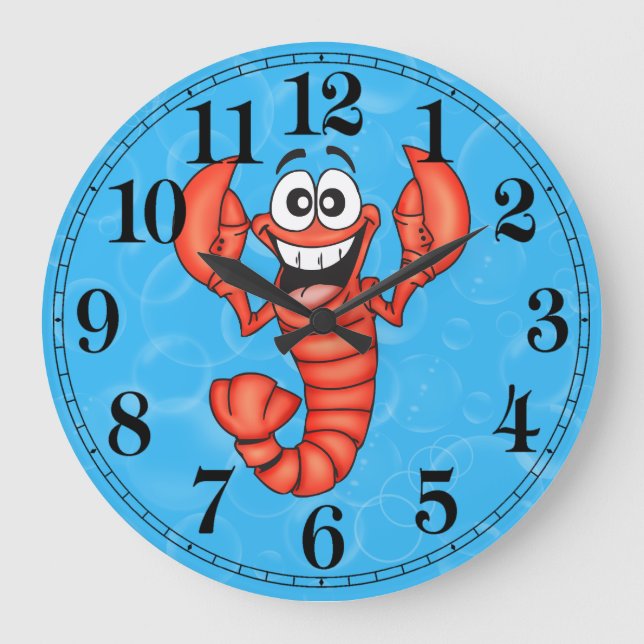 Funny Lobster Wall Clock Große Wanduhr (Vorderseite)