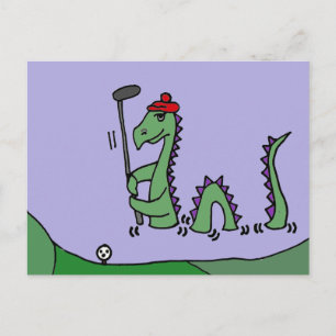 Funny Loch Ness Monster Golf spielen Postkarte