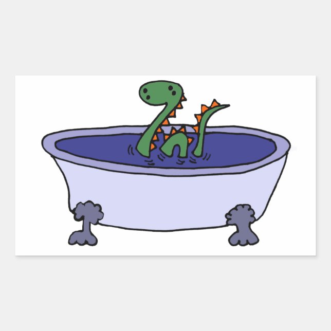 Funny Loch Ness Monster in Bathtub Rechteckiger Aufkleber (Vorderseite)