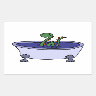 Funny Loch Ness Monster in Bathtub Rechteckiger Aufkleber