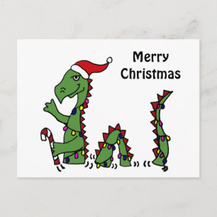 Funny Loch Ness Monster in Weihnachtsmannmütze Wei Feiertagspostkarte