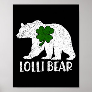 Funny Lolli Bear Green Kleeblatt St Patricks Day Poster