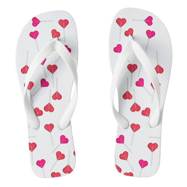 Funny Lolly Red Heart | Lollipop Muster Flip Flops (Fußbett)