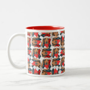 Funny Long Hairs Dackel Weihnachtsmuster Zweifarbige Tasse