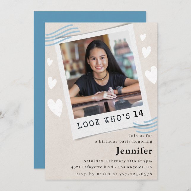 Funny Look, der die Einladungen zum 14. (Vorne/Hinten)