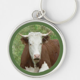 Funny Looking Cow in Grass Keychain Schlüsselanhänger