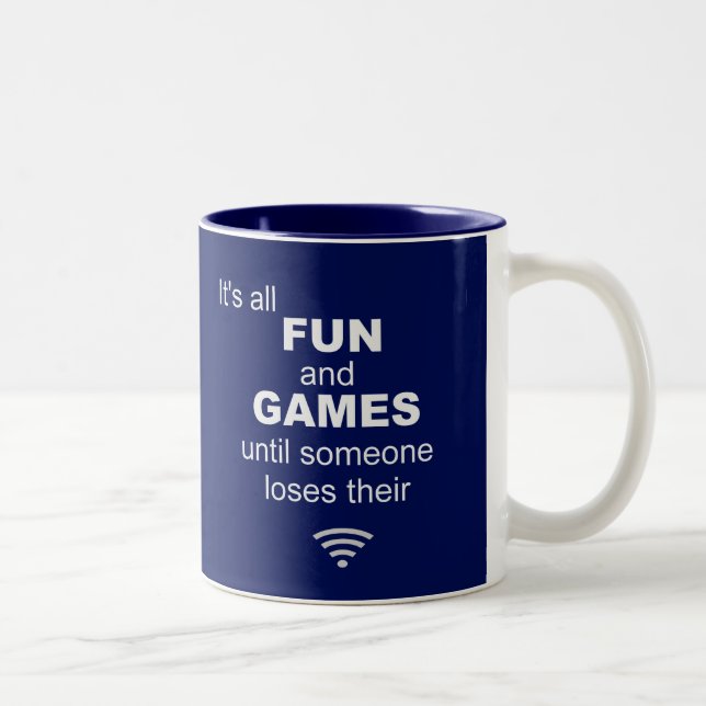 Funny Losing WiFi Internet - Blau Zweifarbige Tasse (Rechts)