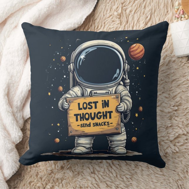 Funny Lost in Thought Astronaut Space Illustration Kissen (Decke)
