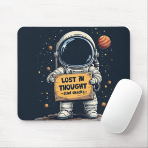 Funny Lost in Thought Astronaut Space Illustration Mousepad