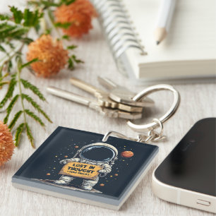 Funny Lost in Thought Astronaut Space Illustration Schlüsselanhänger