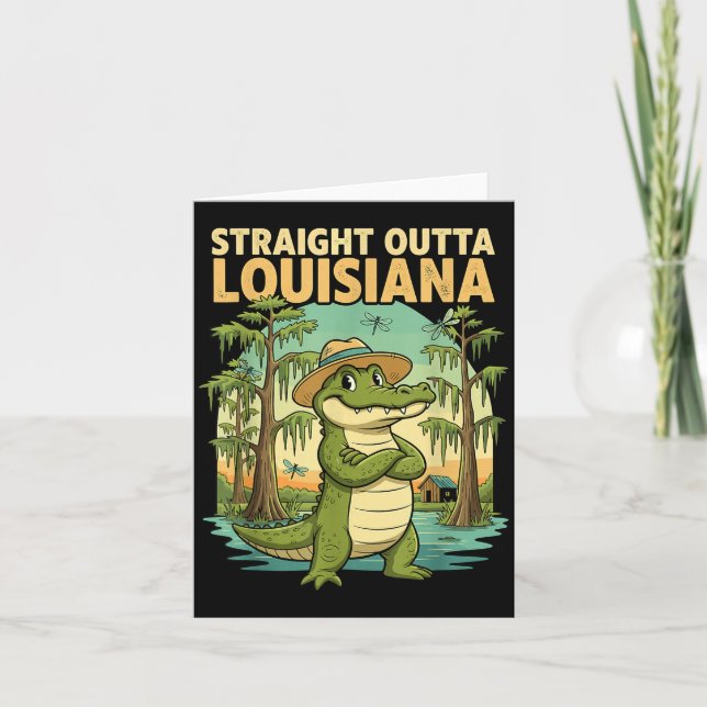 Funny Louisiana Alligator Retro Wildlife Travel Ba Karte (Vorderseite)