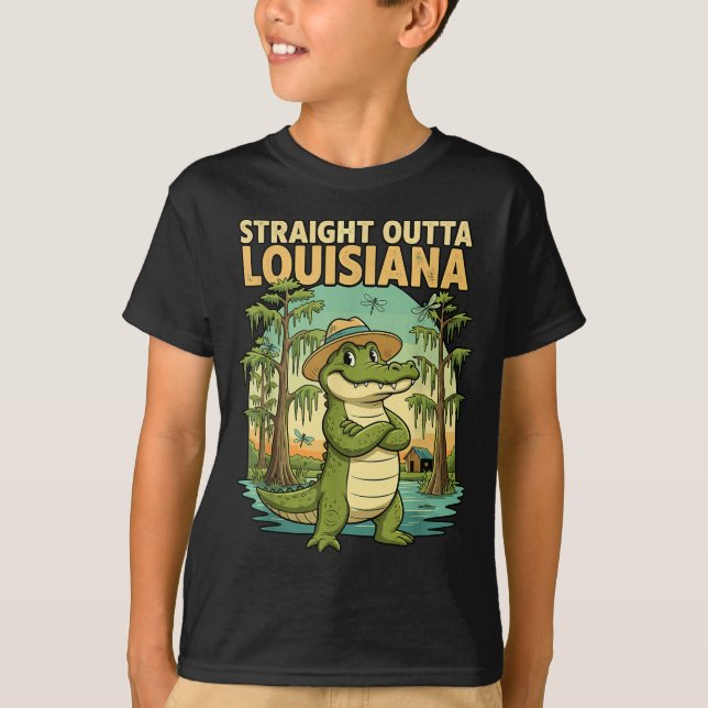 Funny Louisiana Alligator Retro Wildlife Travel Ba T-Shirt (Vorderseite)