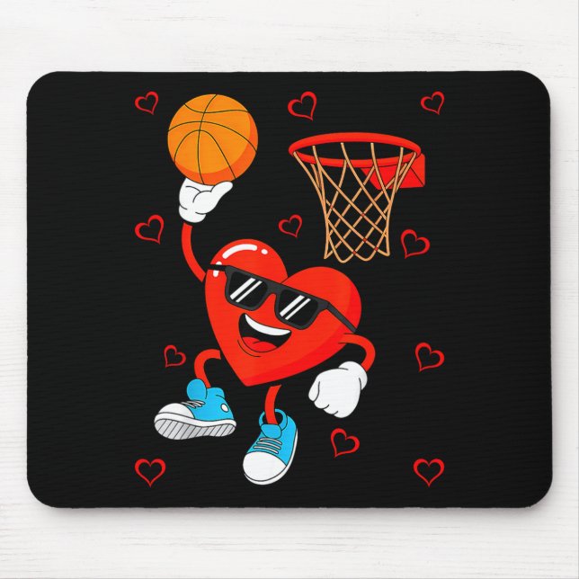 Funny Love Basketball Heart Shape Happy Valentine' Mousepad (Vorne)