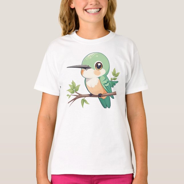 Funny Love Birds Green T-Shirt (Vorderseite)