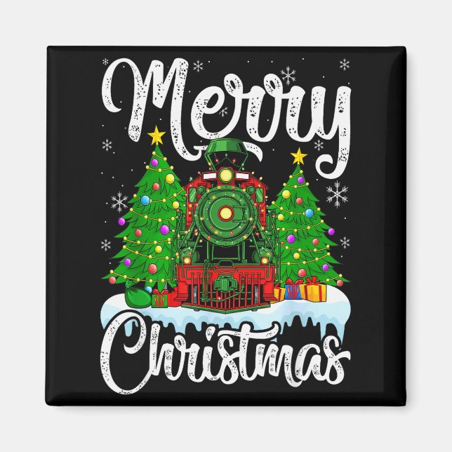 Funny Lover Xmas Lighting Santa Train Christmas  Magnet (Vorne)