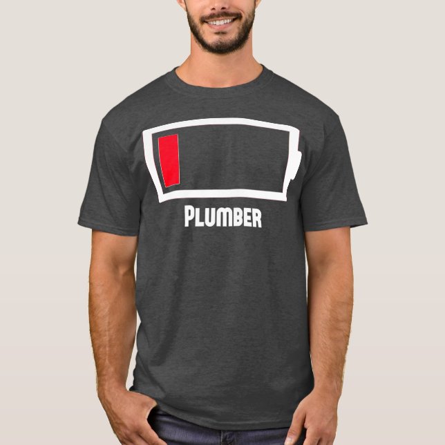 Funny Low Battery Occupation Job Work Plumber T-Shirt (Vorderseite)