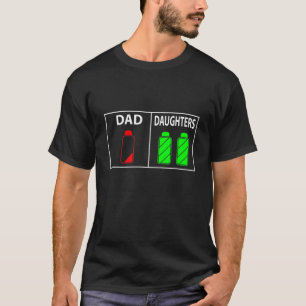 Funny Low Battery Vater von zwei Töchter Vater's D T-Shirt