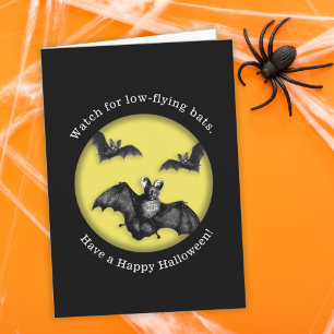 Funny Low Flying Bats Happy Halloween Karte
