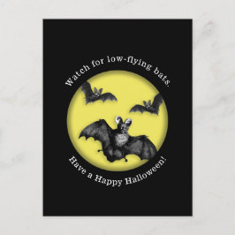 Funny Low Flying Bats Happy Halloween Postkarte
