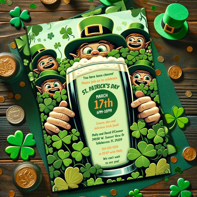 Funny Lucky Leprechauns St. Patrick's Day Party Einladung (Von Creator hochgeladen)