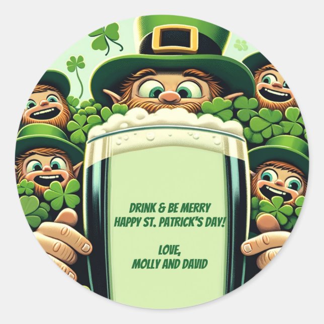 Funny Lucky Leprechauns St. Patrick's Day Party Runder Aufkleber (Vorderseite)