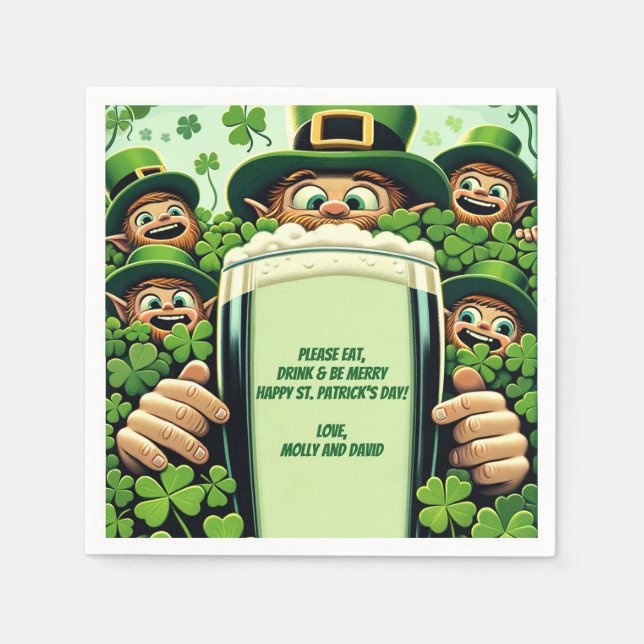Funny Lucky Leprechauns St. Patrick's Day Party Serviette (Vorderseite)