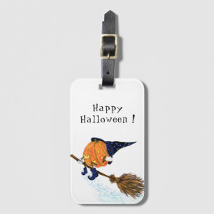 Funny Luggage Tag Halloween Hexenkürbis Flying Gepäckanhänger
