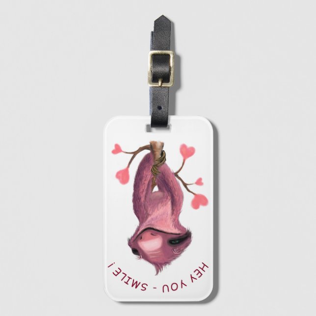 Funny Luggage Tag Happy Sloth Smile - Benutzerdefi Gepäckanhänger (Vorderseite Vertikal)