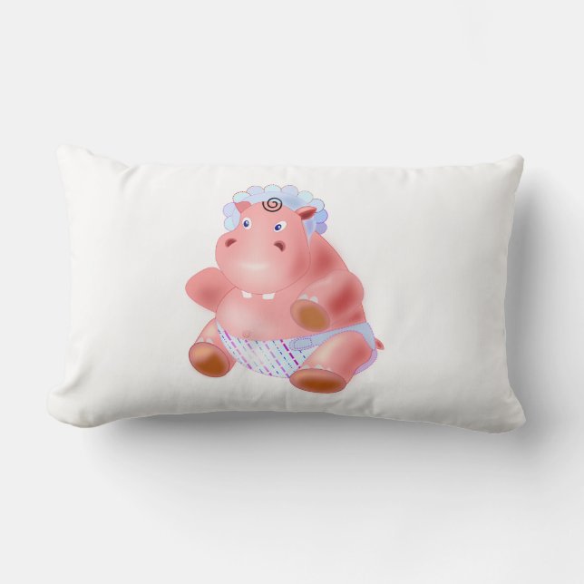Funny Lumbar Pillow Happy Baby Hippo Lendenkissen (Vorderseite)