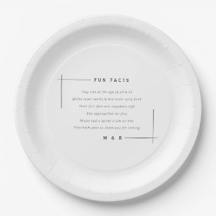 Funny, lustige Fakten minimalistische Hochzeit Pappteller