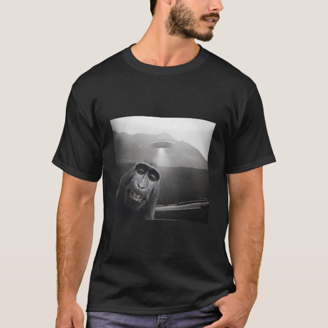 Funny Macaque Monkey Selfie Lovers Alien Ufo Selfi T-Shirt (Vorderseite)