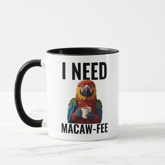 Funny Macaw Parrot Bird Lover Pun Humor Template Tasse (Links)