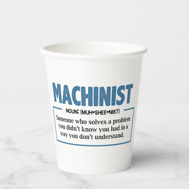 Funny Machinist Definition Gag Pappbecher (Vorderseite)