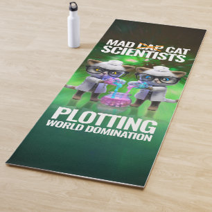 Funny Mad Cat Scientists planen Weltherrschaft Yogamatte