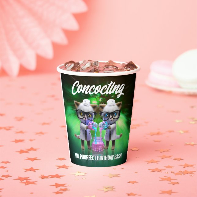Funny Mad Cat Scientists Purfect Birthday Pappbecher (Insitu)