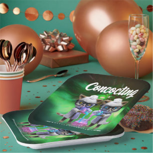 Funny Mad Cat Scientists Purfect Birthday Pappteller