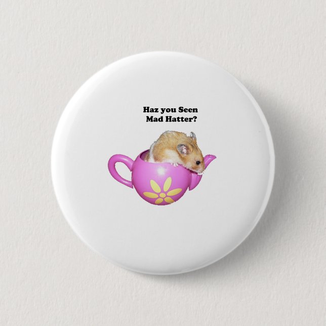 Funny Mad Hatter Dormouse Alice im Wunderland Button (Vorderseite)