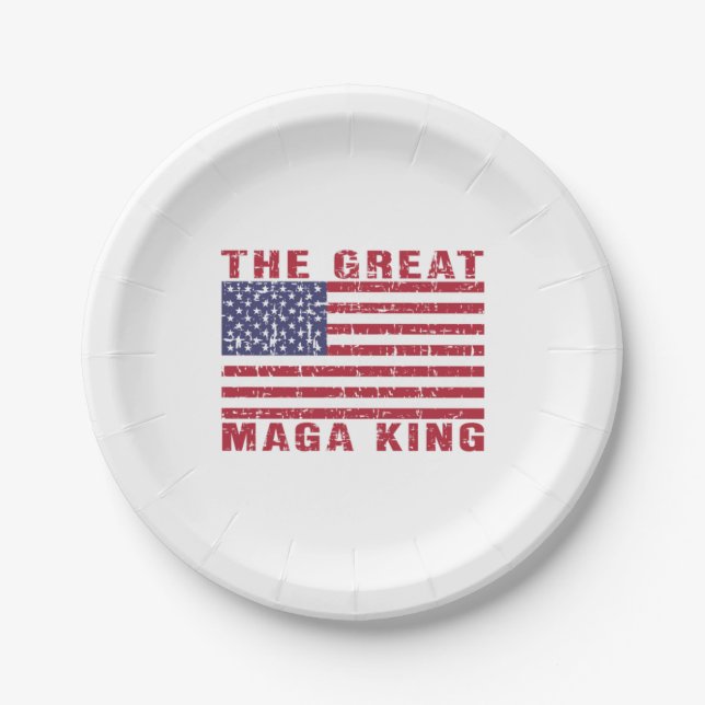 Funny MAGA King Trump Fan Pappteller (Vorderseite)