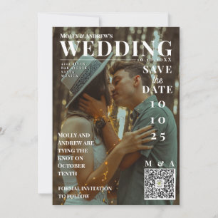 Funny Magazine Cover Dark Foto Wedding Rett Date Einladung