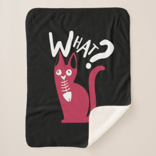 Funny Magenta Cat on Black Cartoonic Sherpadecke