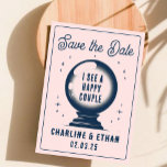 Funny Magic Ball Pink Dar blau Save the Date<br><div class="desc">Hand Drawn Funky Handwriting Save the Date</div>