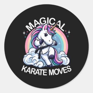 Funny Magical Karate Moves Karate Einhorn Karate U Runder Aufkleber