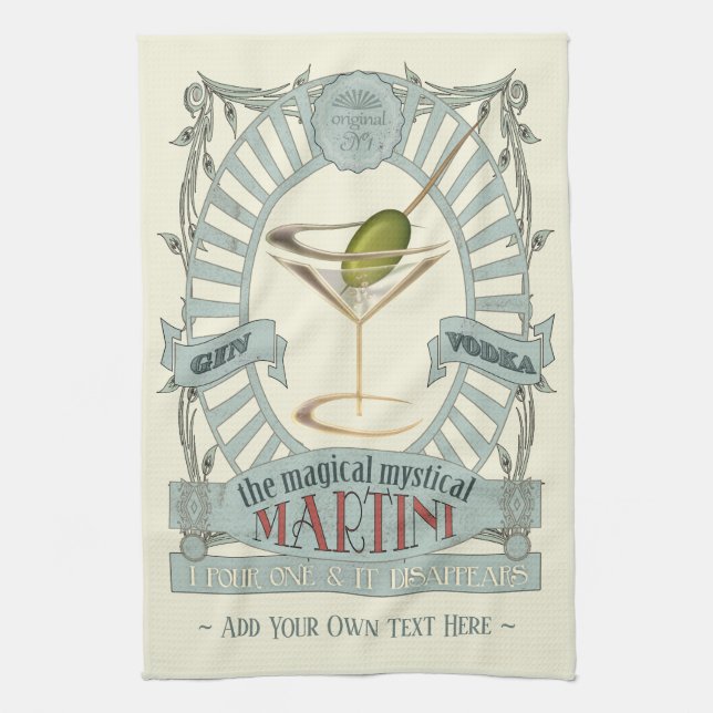Funny Magical Martini Cocktail Personalisiert Kitc Geschirrtuch (Vertikal)
