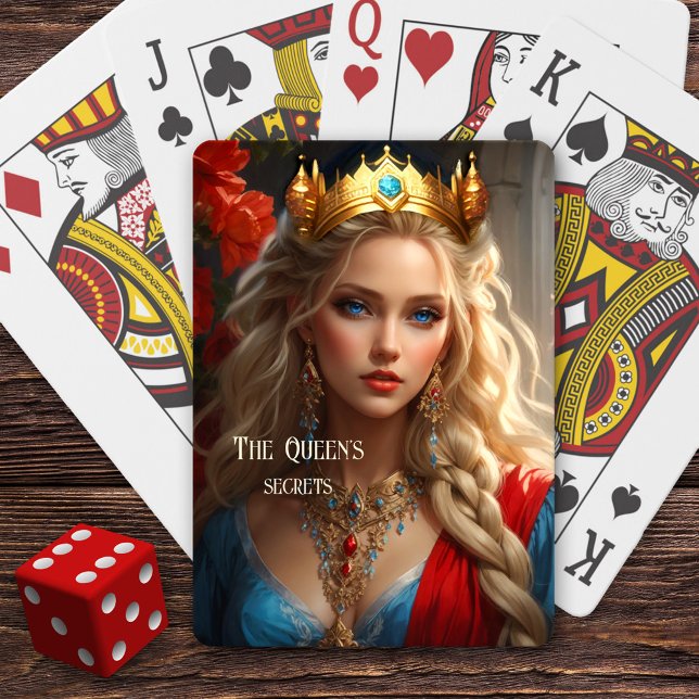 Funny Magie Queen Poker Kartenspielen Deck Spielkarten (Funny deck of playing cards showing an image of a queen with secrets in an artistic medieval outfit)