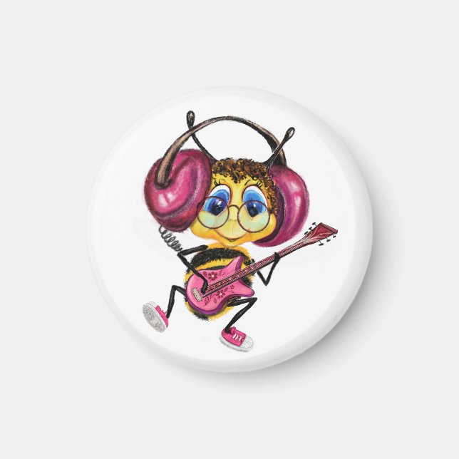 Funny Magnet mit Guitar Player Bee (Vorne)