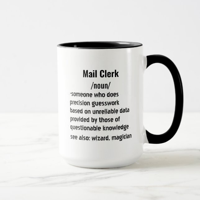 Funny Mail Clerk Definition Geschenke für Männer F Tasse (Rechts)