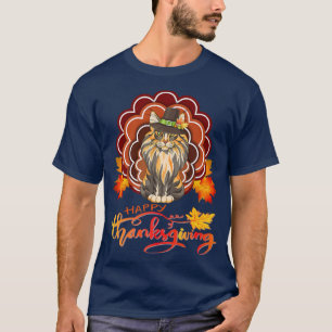 Funny Maine Coon Cat Türkei Glückwunsch Thanksgivi T-Shirt